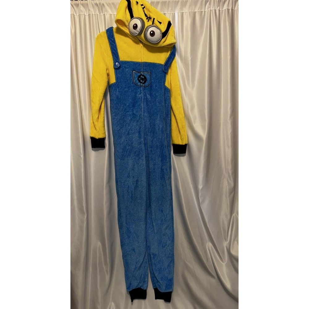 Despicable Me Minion Costume Size Medium 8/10 Unisex Yellow Blue 1 Pc Zip - Picture 7 of 9